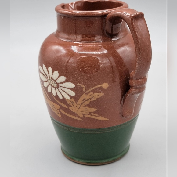 Vintage Small Red Clay Pitcher | Floral Design - Picture 9 of 11
